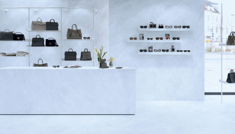 Tresen in Feinsteinoptik mit Wasserstrahlschneider geschnitten.