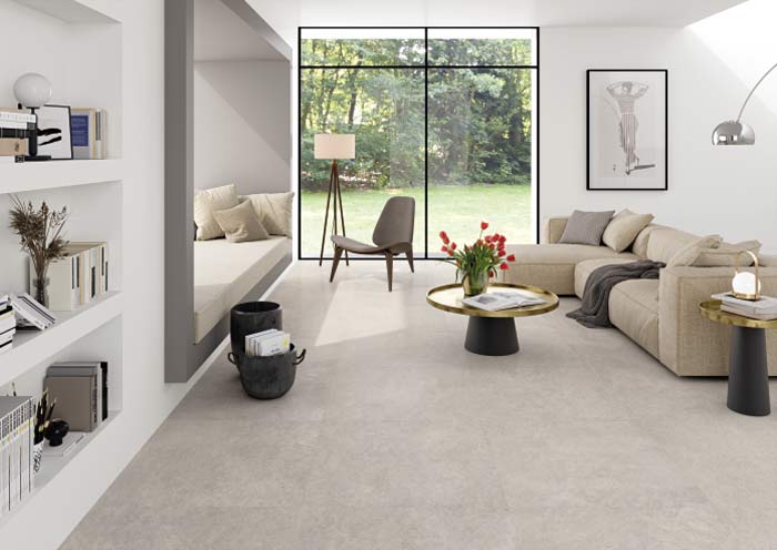 Dezente Bodenfliesen im Wohnbereich